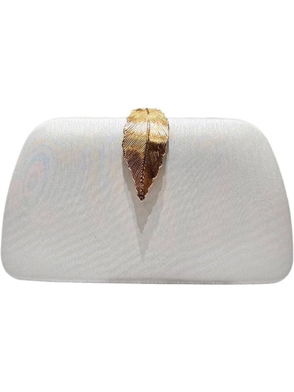 〽️ Women's White Metallic Leaf Clasp Dinner Banquet Evening Clutch Purse